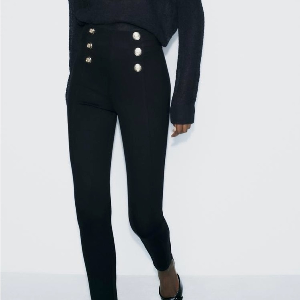 Zara gold button leggings